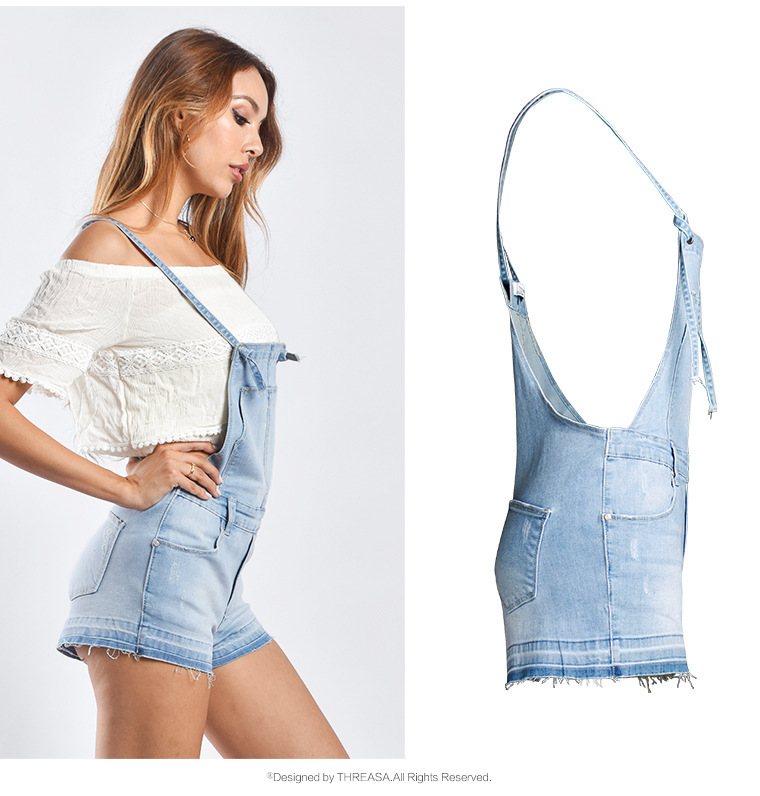 solid light blue romper