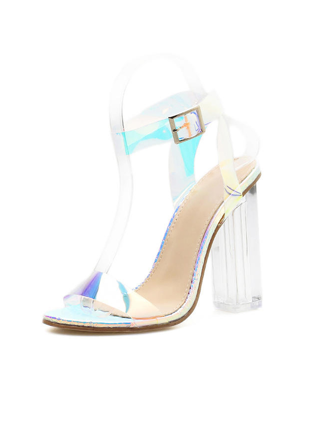 clear chunky heels