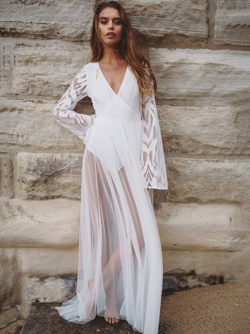 flare sleeve maxi dress