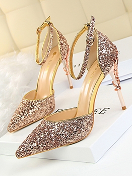 Fashion Sexy Sequined Pointed Toe Women Stiletto Shoes