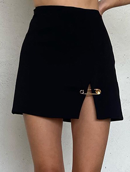 New Black Patch A Line Skirt 