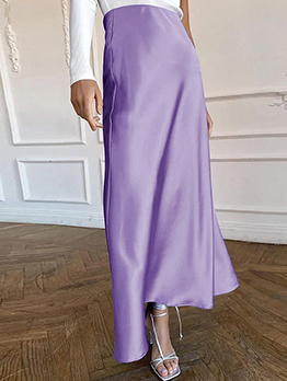 Fashion Silk High Waist Maxi Skirt For Women