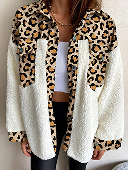 Leopard Patchwork Winter Casual Vintage Short Coat