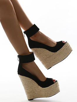Roman Style Vintage Weave Wedges Shoes For Women