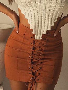 High Waist Casual Solid Bodycon Skirt For Women