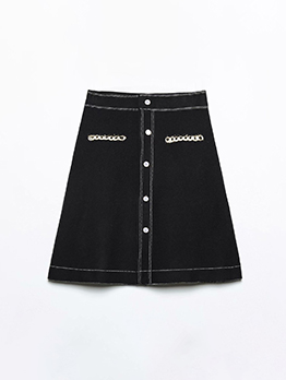Chic French Black A-Line Skirt For Women