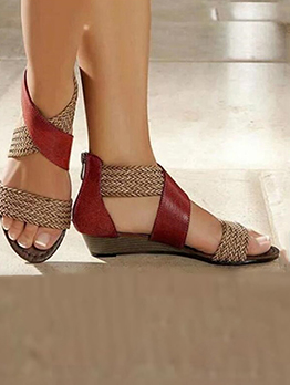 Vintage Contrast Color Weaving Ladies Sandal