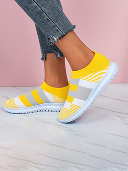 Fashion Contrast Color Striped Casual Running Shoes
