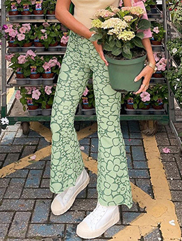 Chic Flower Printed Fitted Long Pants