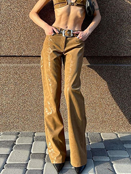 Straight Snap Low Waist Casual Fashion Solid Long Pants