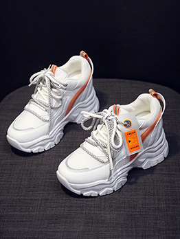 Mid Heel Increased Women Chunky Soles Breathable Shoes