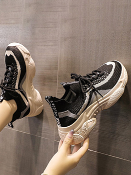 Exercise Contrast Color Wedge Gauze Shoes Women