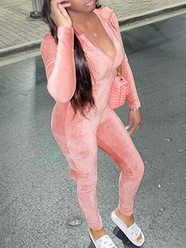 Solid Color Zip-Up Turn-Down Collar Skinny Jumpsuit Solid Color Zip-Up Turn-Down Collar Skinny Jumpsuit