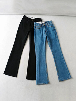 Fashion Solid Color Versatile Boot Cut Jeans