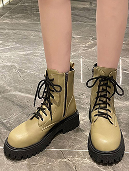 British Style Zipper Side Double Chain Boots