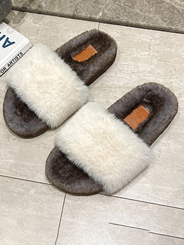 Korean Style Solid Open Toe Suede Slide Slippers