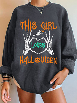 Halloween Street Letter Contrast Color Oversized Sweatshirt