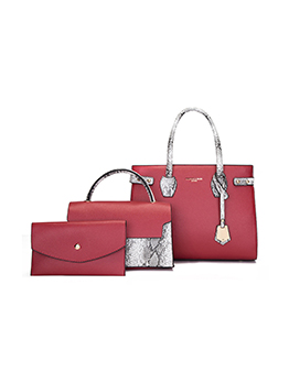 Particular Contrast Color Serpentine Handbag set