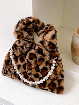 Cute Soft Leopard Pleated Handbags