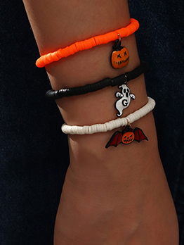 Particular Bat Ghost Pumpkin Halloween Bracelet Set