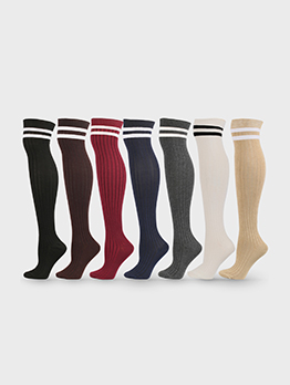 Breathable Spring Contrast Color Knitted Socks