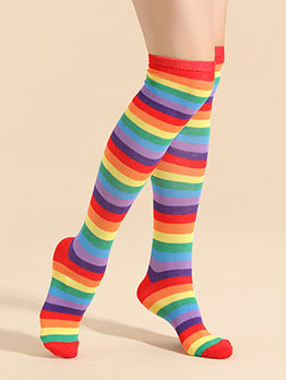 Winter Students Rainbow Striped Socks