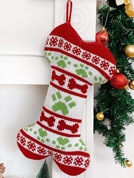 Funny Christmas Acrylic Knitted Pet Christmas Socks