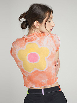 Popular Tie Dye Printed Short Sleeve Cropped T-Shirt