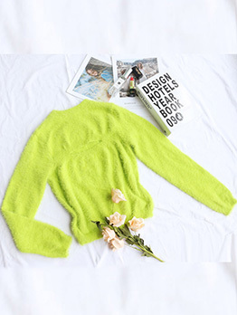 Attractive Hollow Out Fluorescent Green Sweater