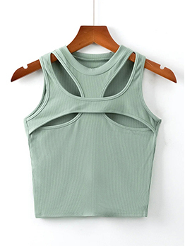 Casual Solid Hollow Out Summer Tank Tops