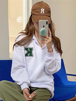 Trendy White Letter Embroidery Loose Tops For Women Trendy White Letter Embroidery Loose Tops For Women