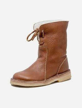 Vintage Roman Style Solid Mid Calf Boots Vintage Roman Style Solid Mid Calf Boots