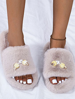 Warm Plush Home Wear Slip On Slippers