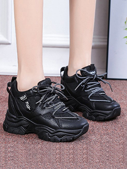 Mid Heel Gauze Breathable Chunky Soles Women Increase Shoes