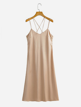 Sexy Tie Wrap Backless Solid Sleeveless Dress
