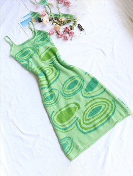 Geometric Printed Cutout Knitted Sundress