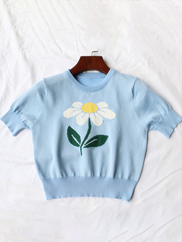Cute Daisy Pattern Knit Cool T Shirts