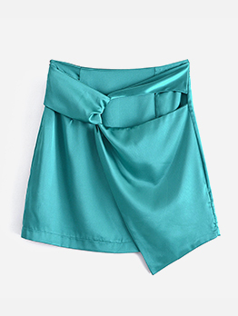Spring Irregular Pure High Waist Zipper Skirt