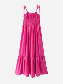 Chic Solid Ruched Loose Camisole Maxi Dress