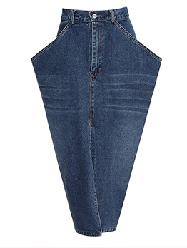 Designer Pocket Blue Denim Skirt For Women