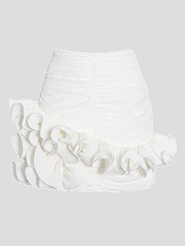 Ladies Designer White Zipper Up Short Skirts