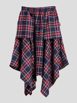 Casual Plaid  Irregular Loose Skirt For Women