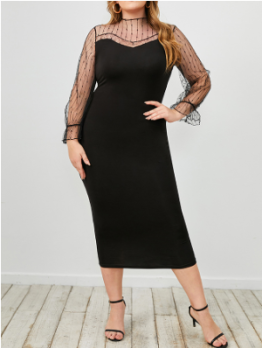 Plus Size Solid Patch Maxi Dress For Ladies