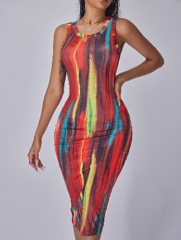  Tie Dyed Bodycon Midi Dress