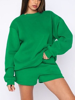 Sweatshirt With Short Tracksuit Set