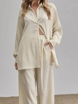 Linen Wide Leg Trousers Set
