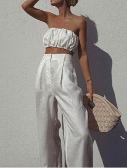 Tube With Wide Leg Trousers Set