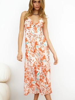 Front Knot Floral Cami Dress