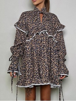 Vintage Leopard Print Short Dress