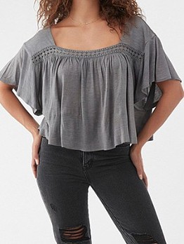 Loose Lace Square Neck Top